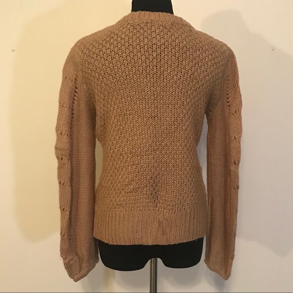 Tan Catherine Malandrino open weave knit sweater SZ XS - Picture 5 of 9